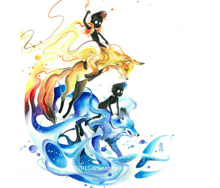 750x640 Gemini Watercolor Painting By Art Jongkie No. 2280