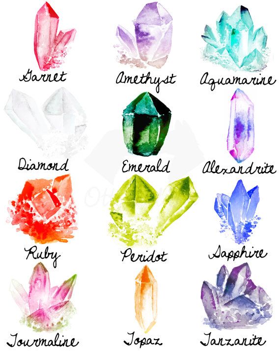 570x713 Watercolor Gemstones By Otterandfoxhome Art In 2018