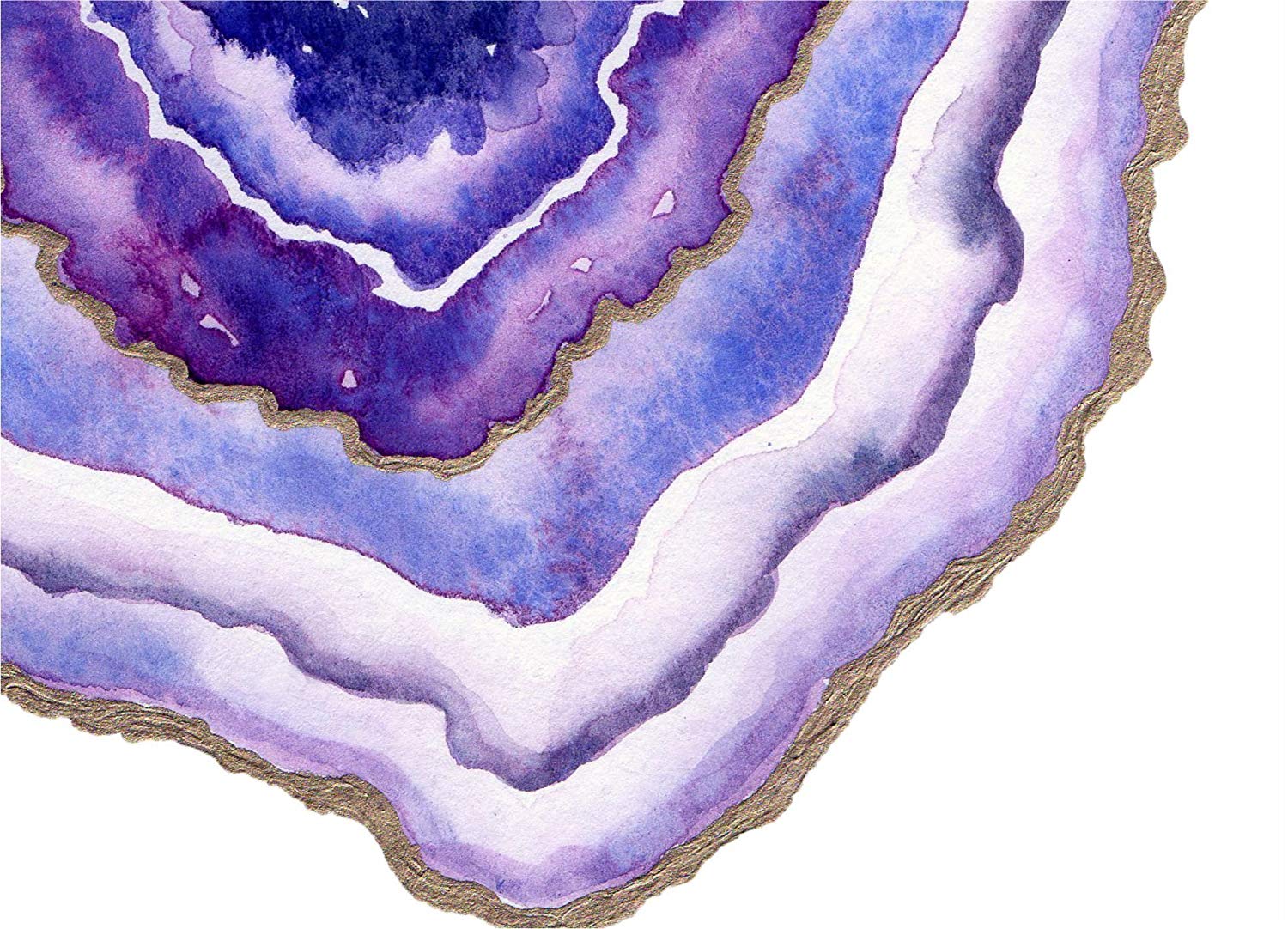 1500x1082 Watercolor Geode Rock Agate Slice Art Purple And Faux