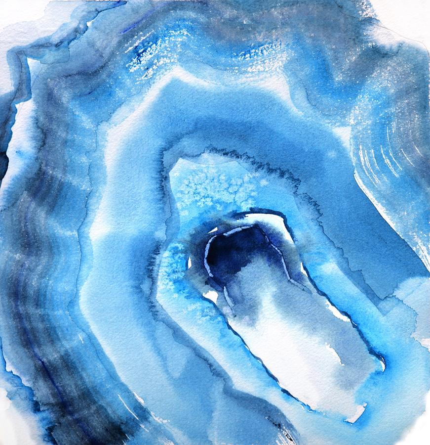 871x900 Blue Geode Art Painting By Nancy Knight