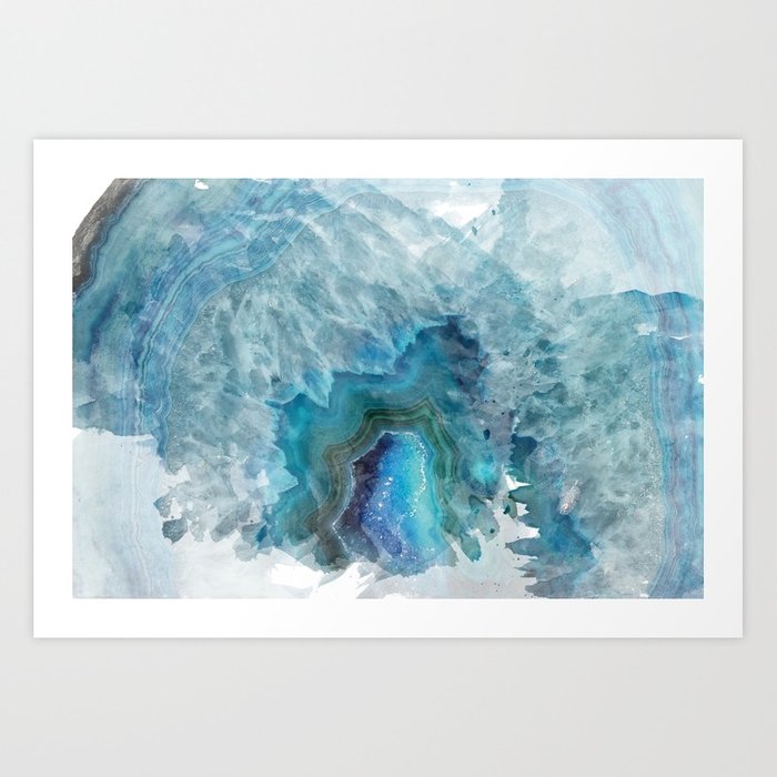 700x700 Blue Watercolor Agate Geode Print Art Print By Grandreverie Society6
