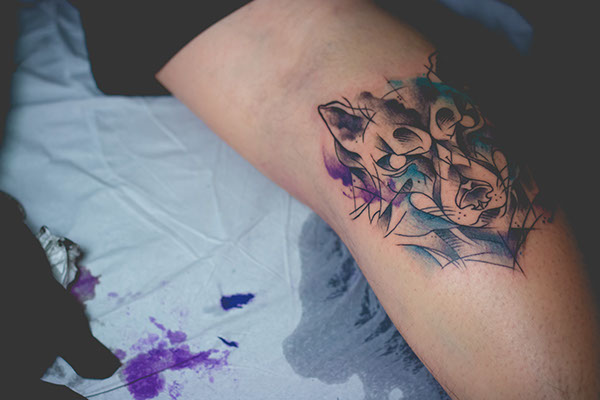 600x400 Collection Of Geometric Watercolor Wolf Tattoo