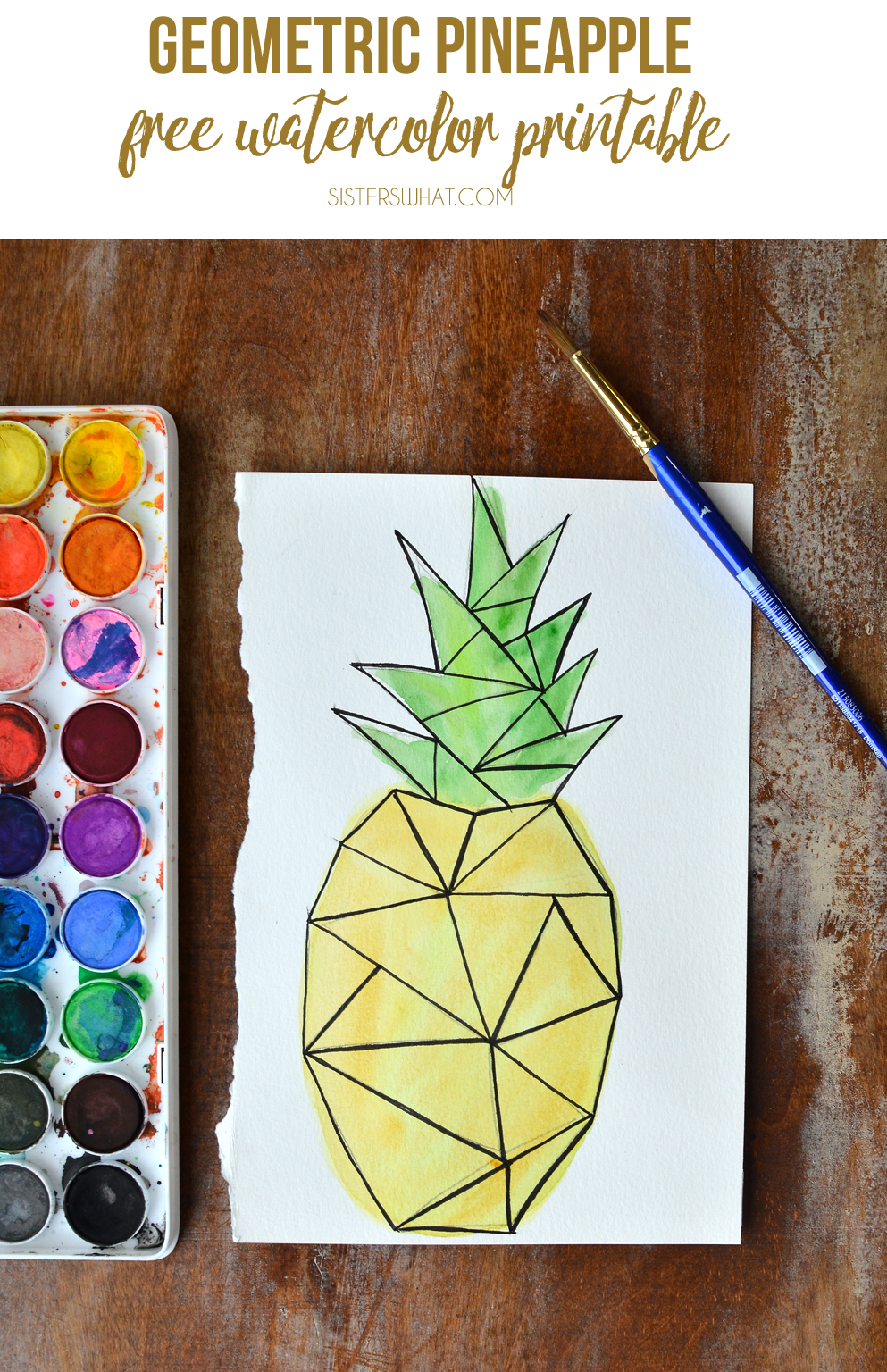 993x1536 Love Of Watercoloring And Free Geometric Pineapple Print Downloads