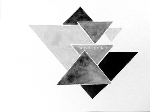 500x374 Triangle Cloud Geometric Watercolor Painting By Prettyinc