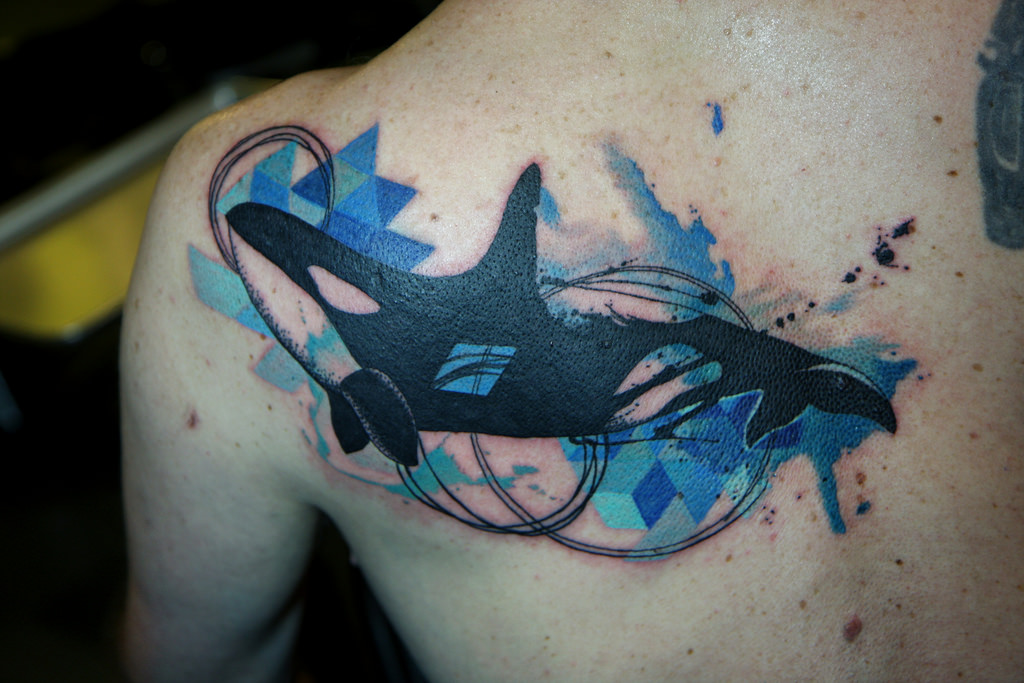 1024x683 Geometric Watercolor Orca Tattoo Deanna Wardin