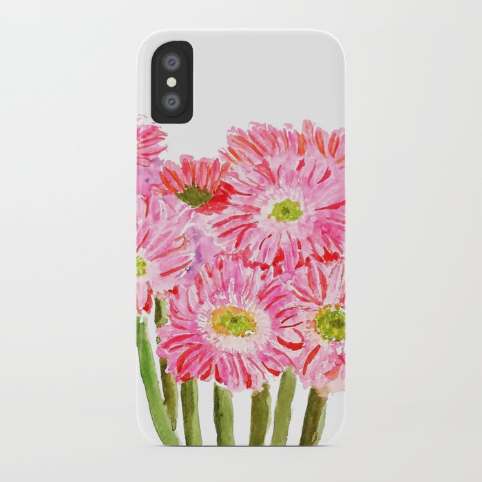 700x700 Pink Gerbera Daisy Watercolor Iphone Case By Colorandcolor Society6