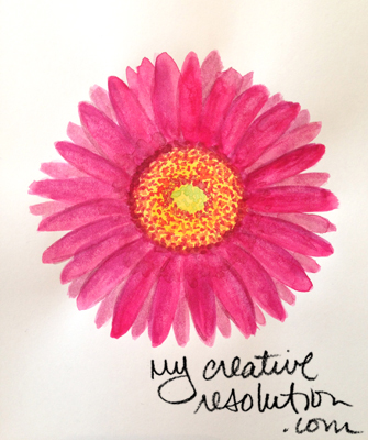 335x400 Watercolor Gerbera Daisies