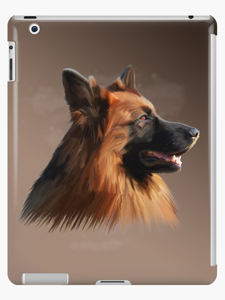 750x1000 German Shepherd Dog Watercolor Art Portrait Painting Ipad Cases