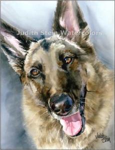 230x300 German Shepherd Gsd Dog Art Print Watercolor Painting Signed