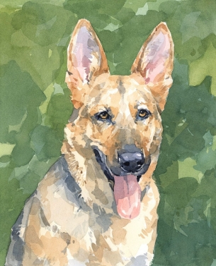 305x377 German Shepherd Watercolor David Scheirer Watercolors
