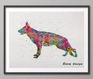 300x253 German Shepherd Watercolor Canvas Painting Jocolocoshop