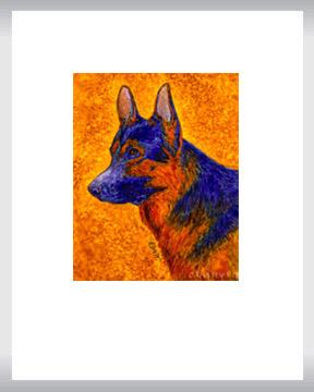 288x360 True Blue German Shepherd, Watercolor Painting, Framed Ann