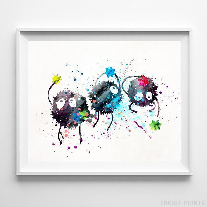 699x699 Sootballs Spirited Away Wall Art Ghibli Watercolor Poster Home