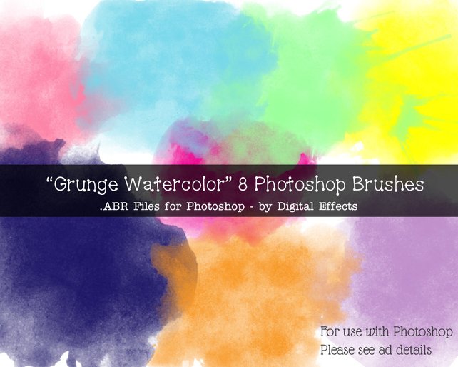 642x514 Photoshop Brushes 8 Grunge Watercolor Splash Style Brushes Etsy