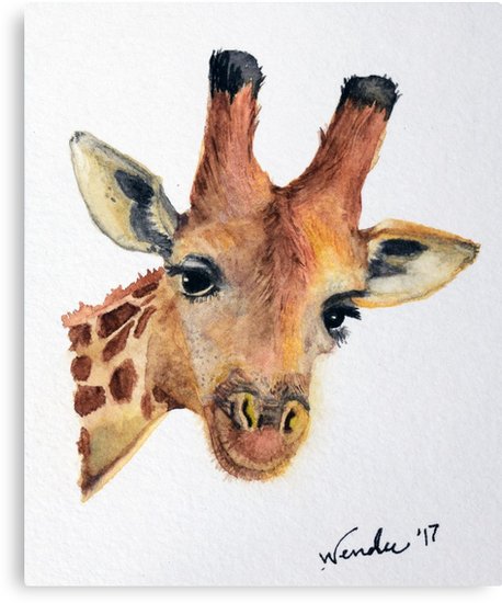 458x550 Giraffe Watercolor Animal Portrait Canvas Prints By Snappyw