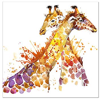 350x350 Animal Canvas Wall Art Abstract Giraffe Watercolor