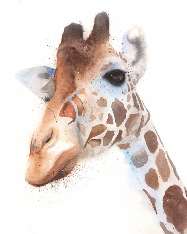 600x750 Giraffe Watercolor Print Watercolor Animal Paintings