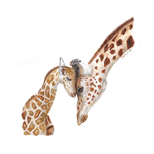 500x500 Mom And Baby Giraffe Watercolor Art Nursery Wall Art