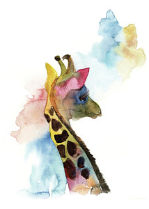 214x300 Giraffe Watercolor Paintings Fine Art America