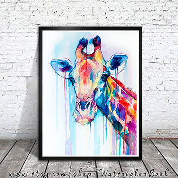 354x354 Shop Watercolor Giraffe Prints On Wanelo