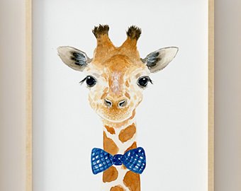 340x270 Watercolor Giraffe Etsy