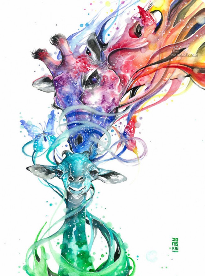 660x889 Giraffe Watercolor Painting By Luqmanreza 9