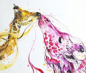 300x256 Beautiful Giraffe Watercolour Painting Canvas Home Wall Art Choose