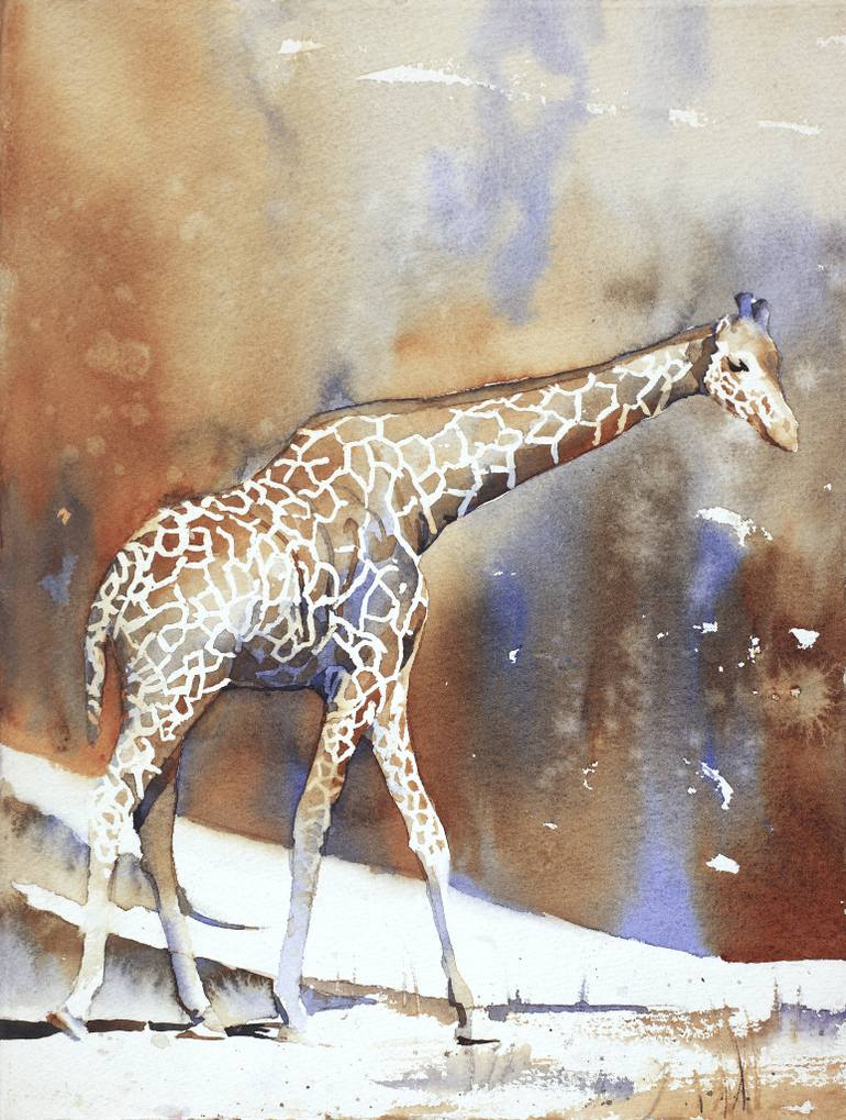 770x1019 Fine Art Watercolor Painting Of Giraffe