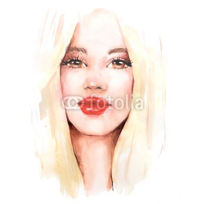 400x400 Beautiful Girl. Female Face Watercolor Illustration Buy Photos