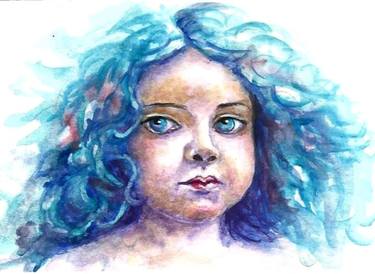 375x274 Miniature Girl Face Watercolour Painting Painting By Natalja