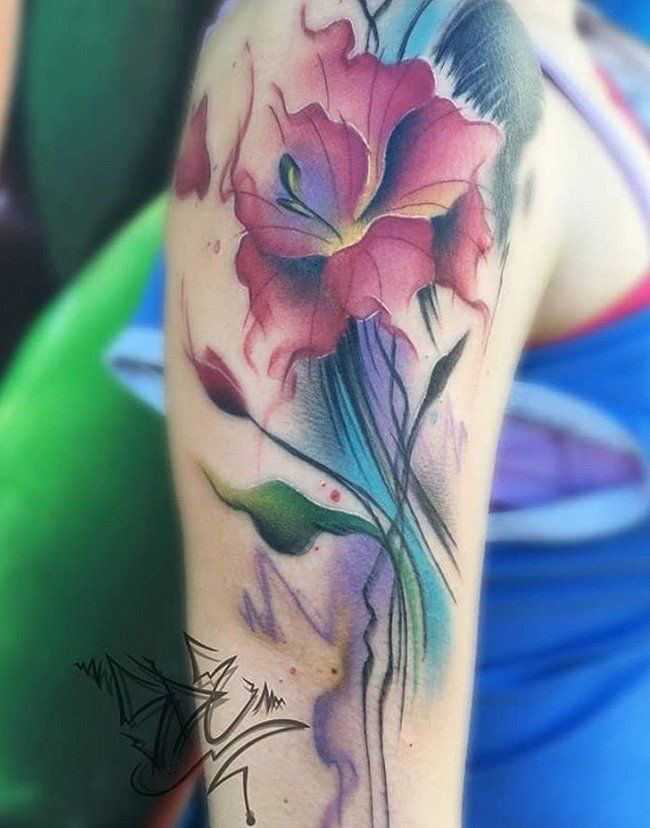 650x828 Gladiolus Watercolor Tattoo