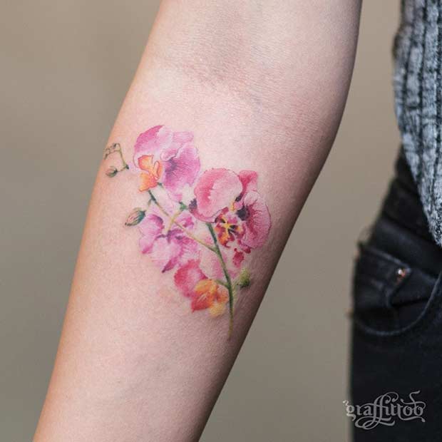 620x620 27 Breathtaking Watercolor Flower Tattoos Stayglam