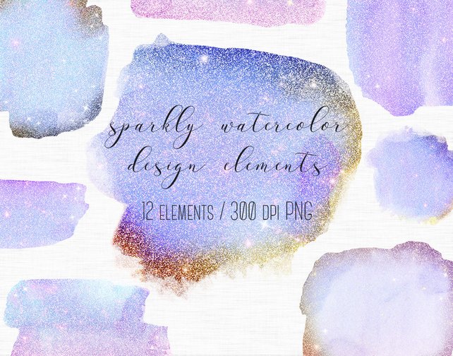 642x504 Gold Glitter Watercolor Design Elements Blue Watercolor Etsy