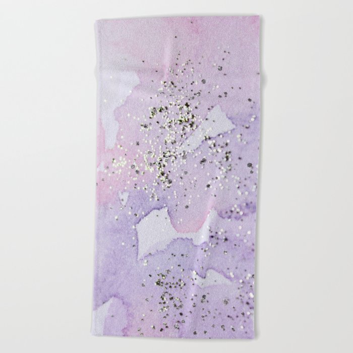 700x700 Pastel Glitter Watercolor Painting Beach Towel By Artention Society6