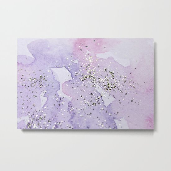 550x550 Pastel Glitter Watercolor Painting Metal Print By Artention Society6