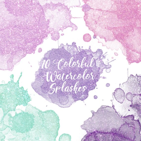 570x570 Sparkly Watercolor Splashes Clipart Sparkly Watercolor Etsy