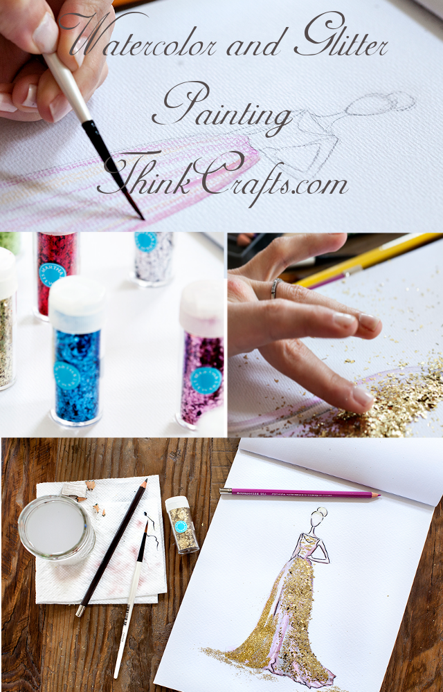 640x1000 Watercolor And Glitter Painting