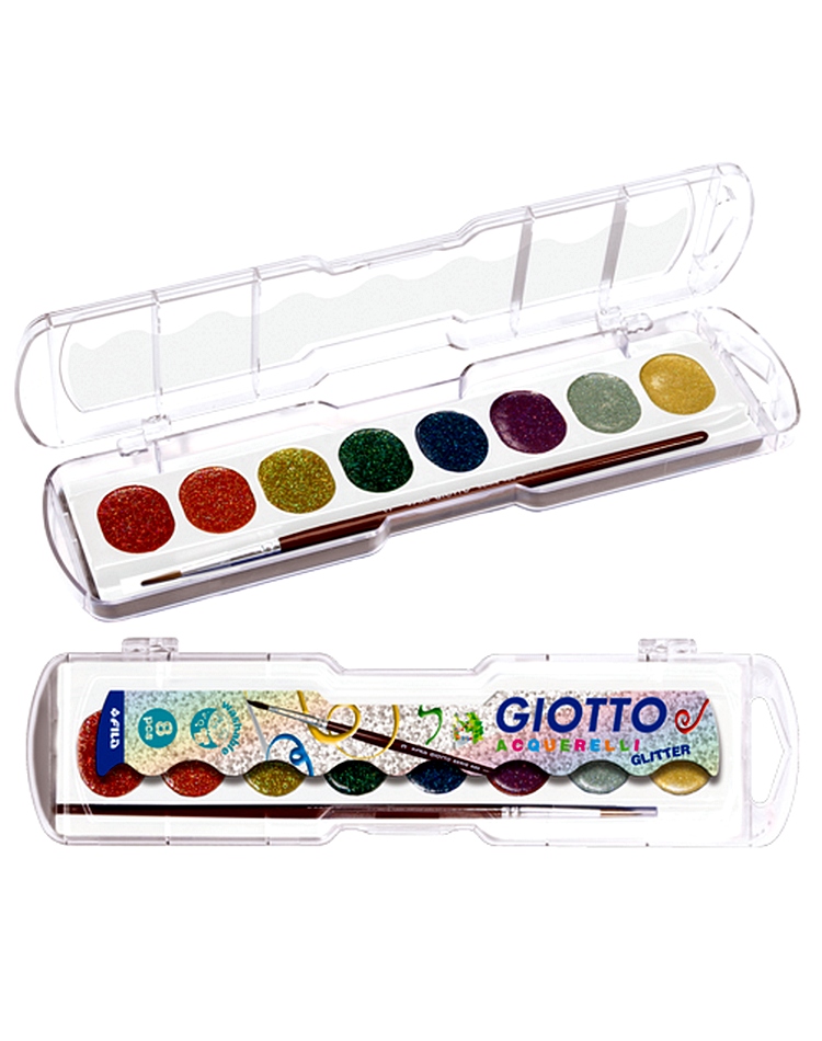 750x950 Giotto Acquerelli Glitter Watercolour Paint Blocks 8 Colours