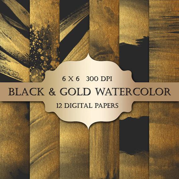 570x570 Gold Watercolor Digital Papers