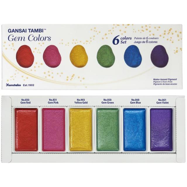 640x640 Kuretake Gansai Tambi Japanese Watercolor Gem 6colors Metallic