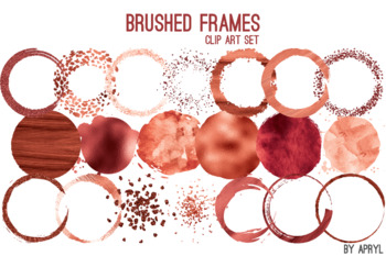 350x233 Red Coral Brushed Round Frames Paint Glitter Watercolor 20 Png