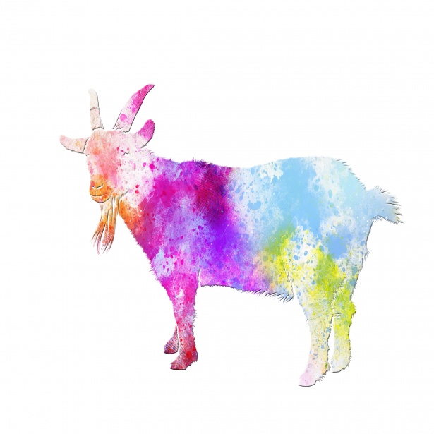 615x615 Goat Watercolor Painting Clipart Free Stock Photo