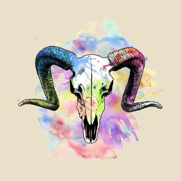 630x630 Watercolor Goat Skull