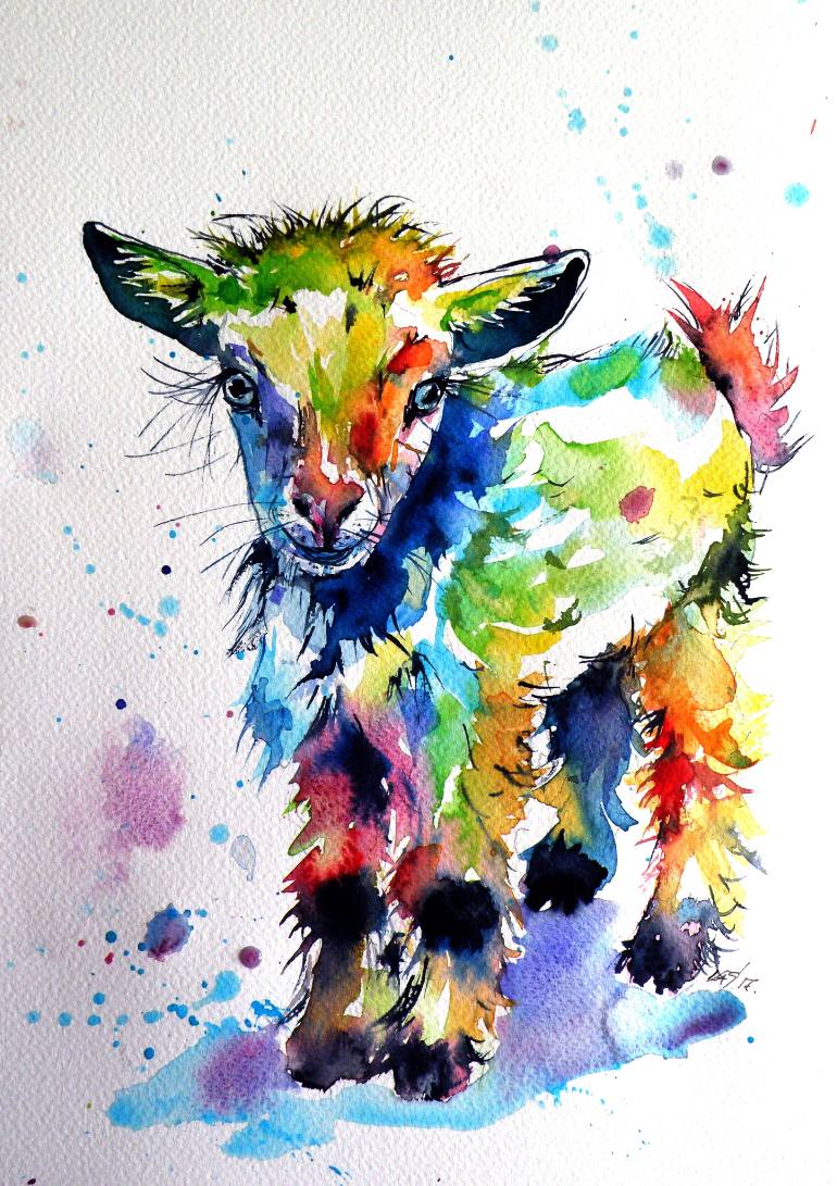 770x1091 Cute Baby Goat Painting By Kovacs Anna Brigitta Saatchi Art
