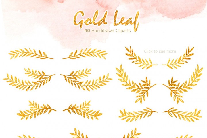 720x479 Gold Leaf Watercolor Clipart By Everysunsun