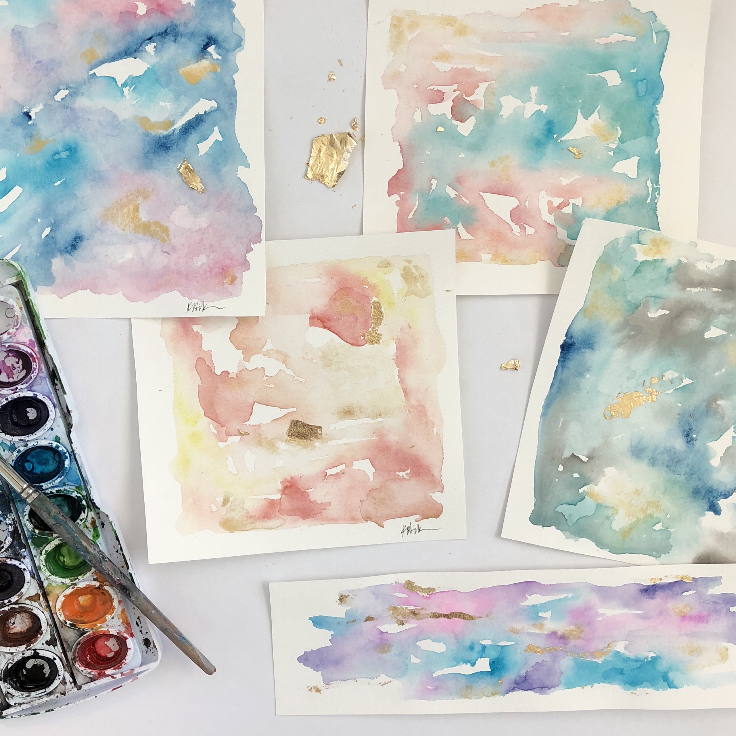 2560x2560 Abstract Watercolor Prints With Gold Leaf Skillpop