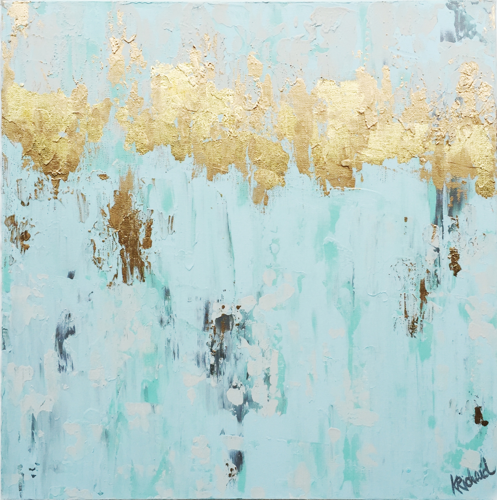 1600x1609 Mixed Media, Gold Leaf, Watercolor, Painting, Lou And Elle