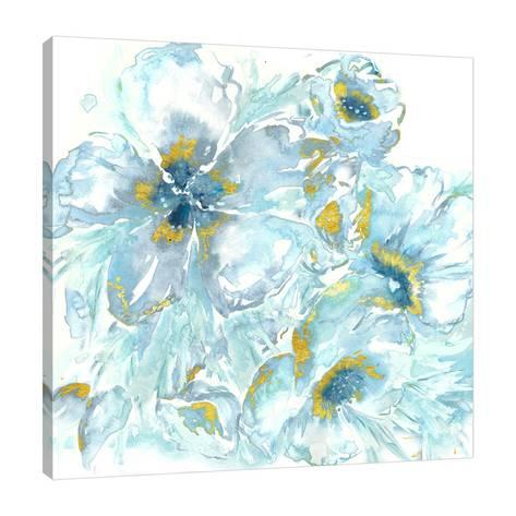 473x473 Watercolor Blues With Gold Leaf 2 Gallery Wrapped Canvas By Tre