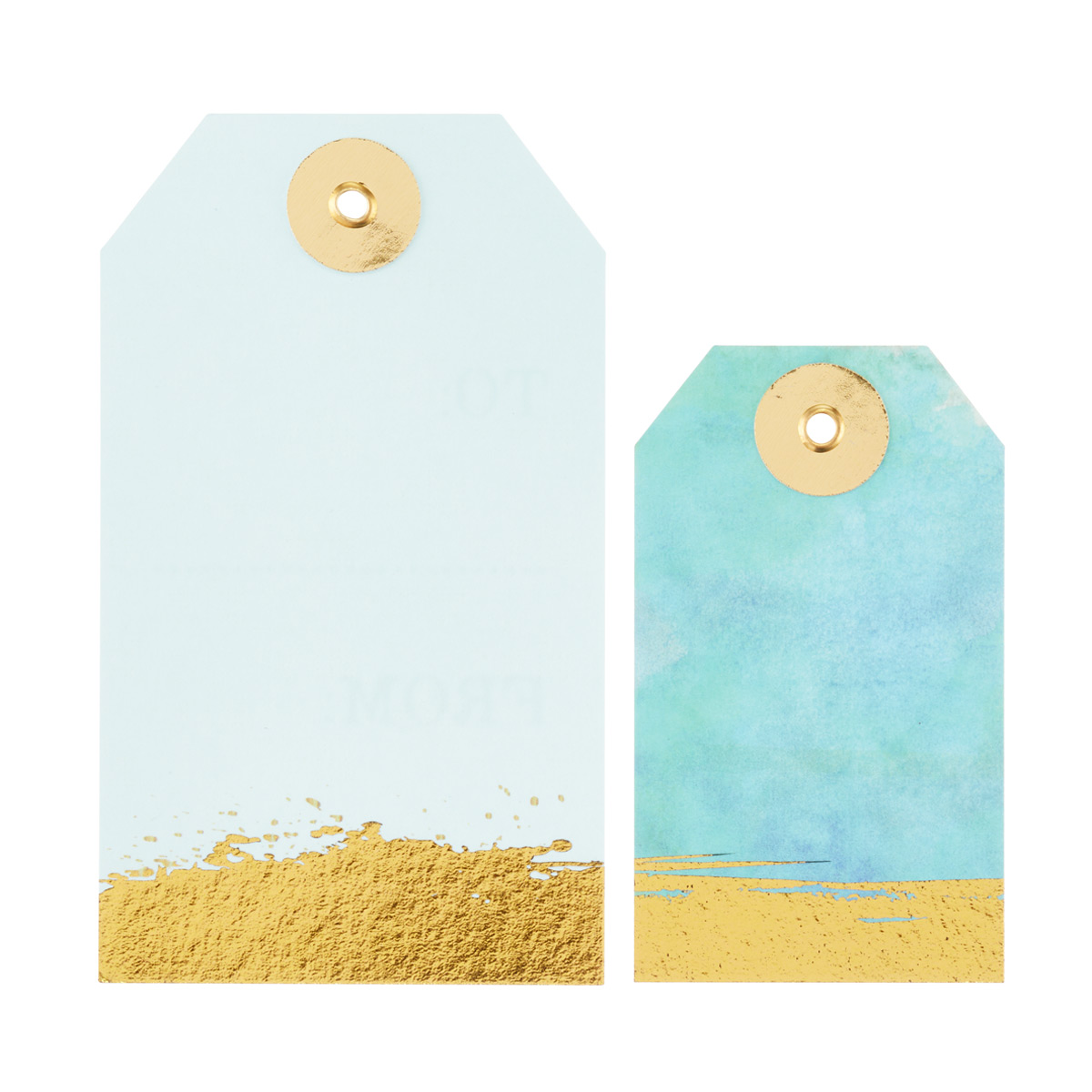 1200x1200 Aqua Amp Gold Watercolor Gift Tags The Container Store