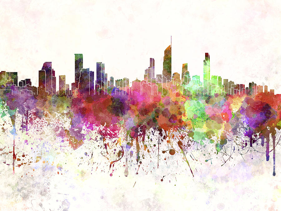 900x675 Gold Coast Skyline In Watercolor Background Digital Art By Pablo